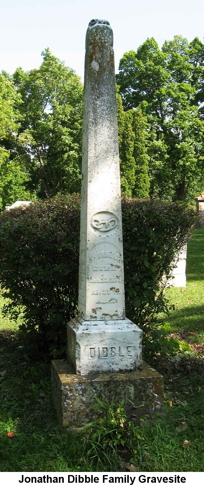 Color photo of Jonathan Dibble's family cemetery monument